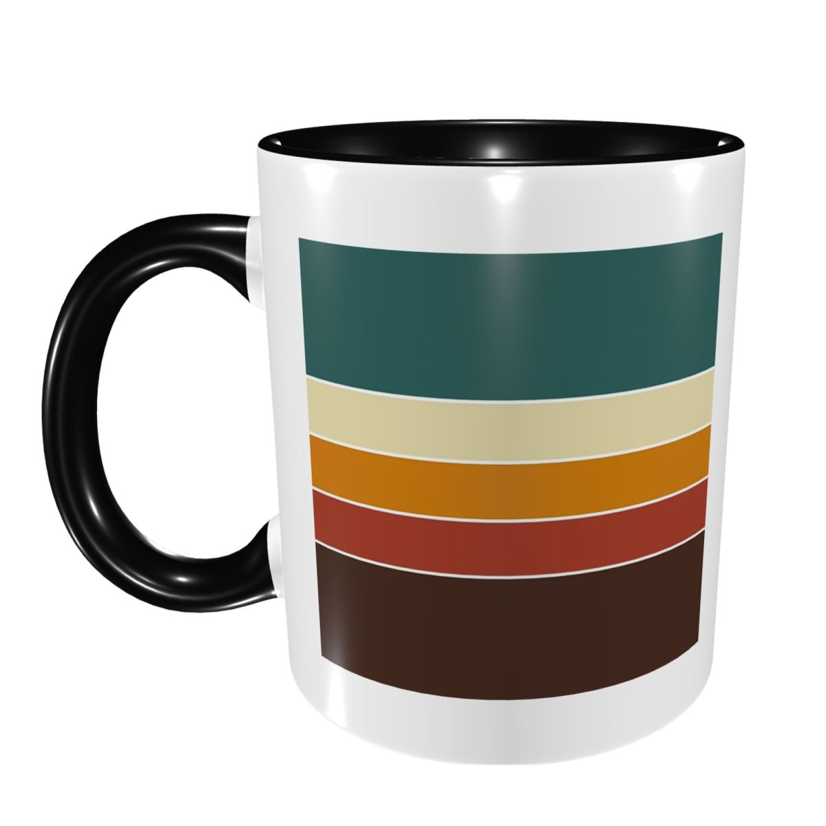 Coffee Tea Icon - Simgesel 70'ler İskandinav Vintage Retro Çizgili