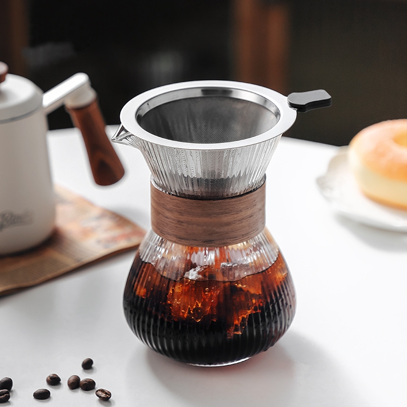 Pour Over Kettle - 304 Paslanmaz Çelik Filtreli Cam Kahve