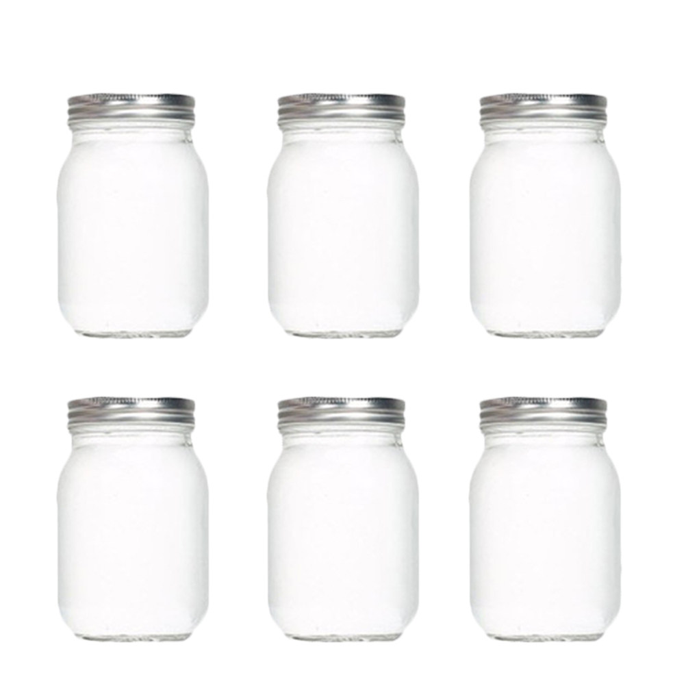 Coffee Tea Jars - 6 adet şeffaf yuvarlak cam kavanoz