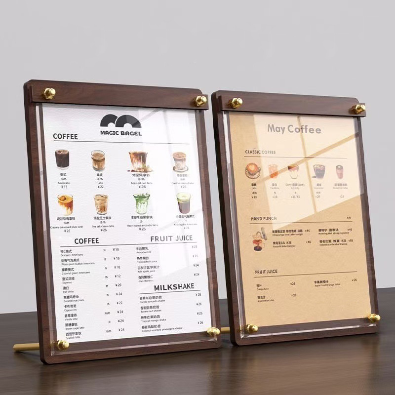 Coffee Tea Mix - Özel A4/A5 Akrilik Ahşap Desenli Menü