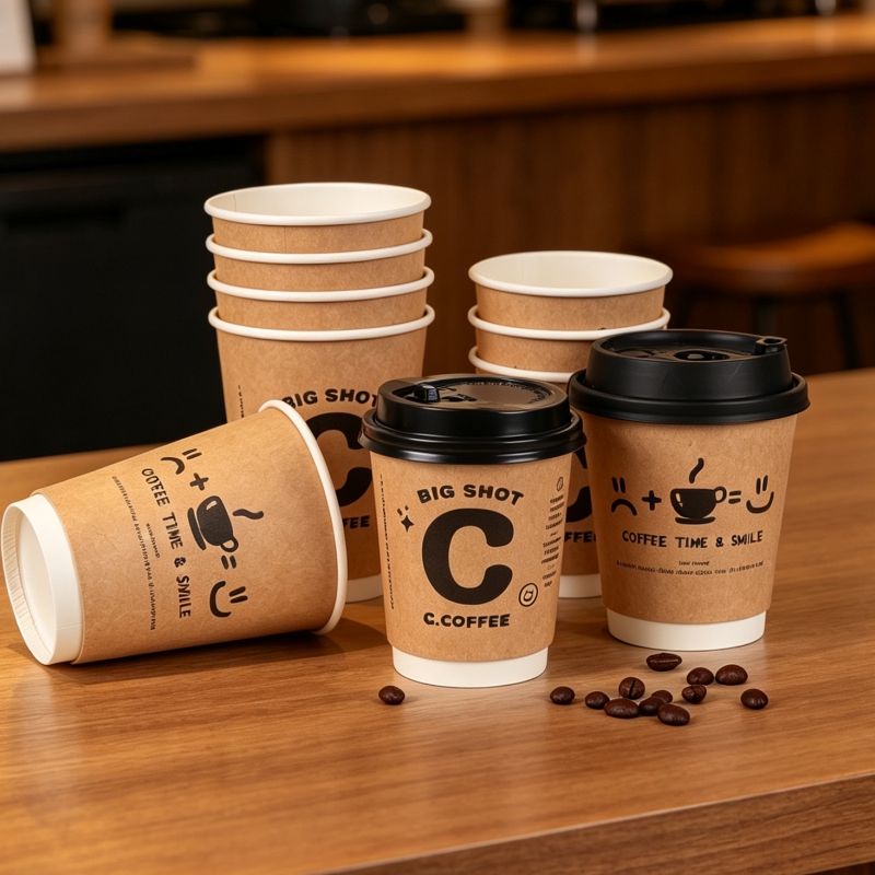 Wallpaper Coffee And Tea - 50 Adet 8/14oz Tek Kullanımlık Kraft