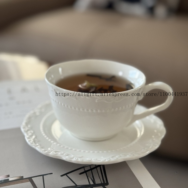 Coffee Tea Mix - Fransız Işık Lüks Kabartmalı Çiçek Kahve
