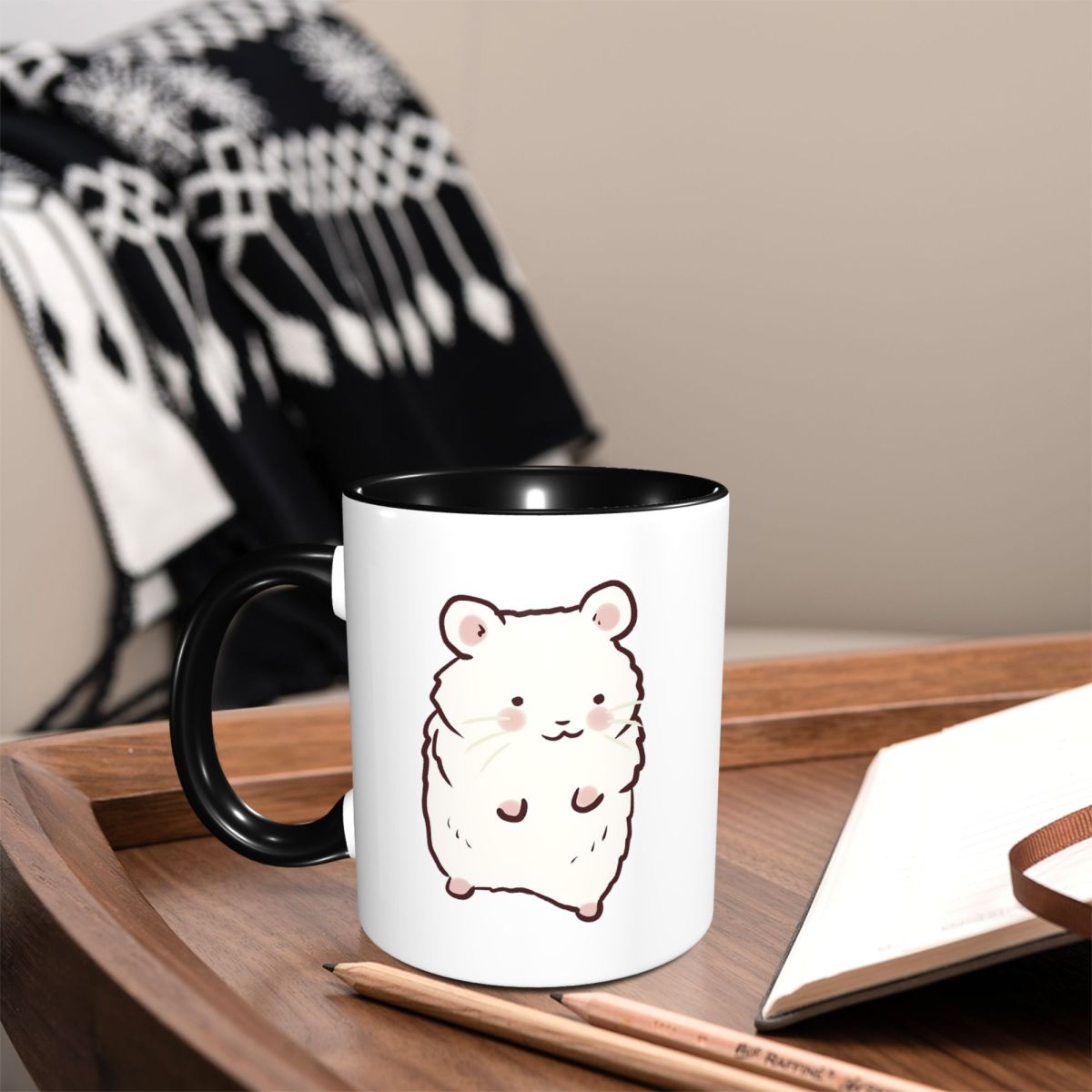 Draw Coffee And Tea - Sevimli Hamster Çizim Kupa Komik Seramik