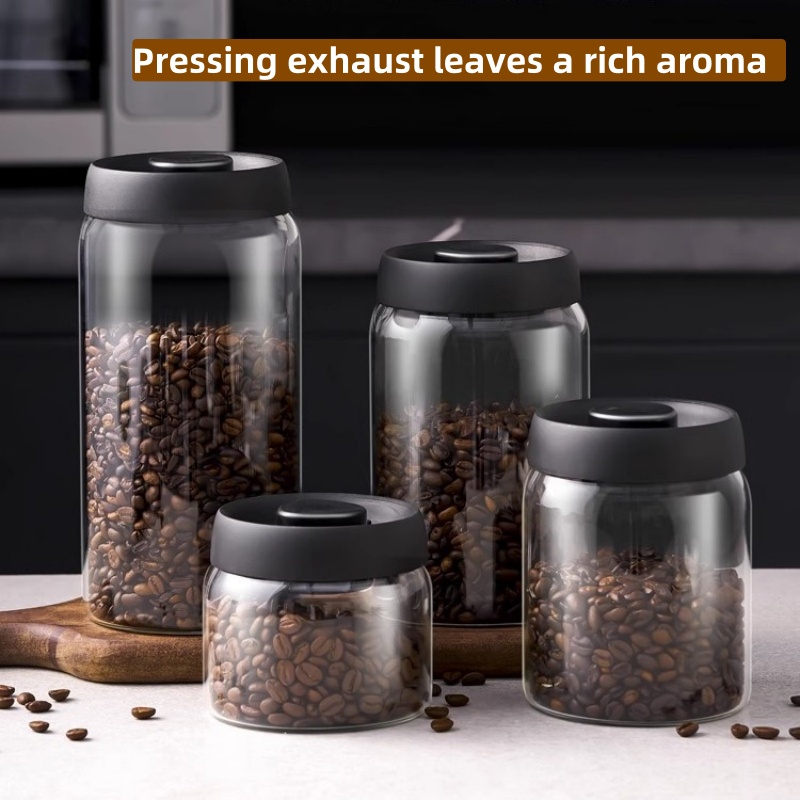 Coffee Tea Jars - Çok Kapasiteli Siyah Kapaklı Cezve Manuel