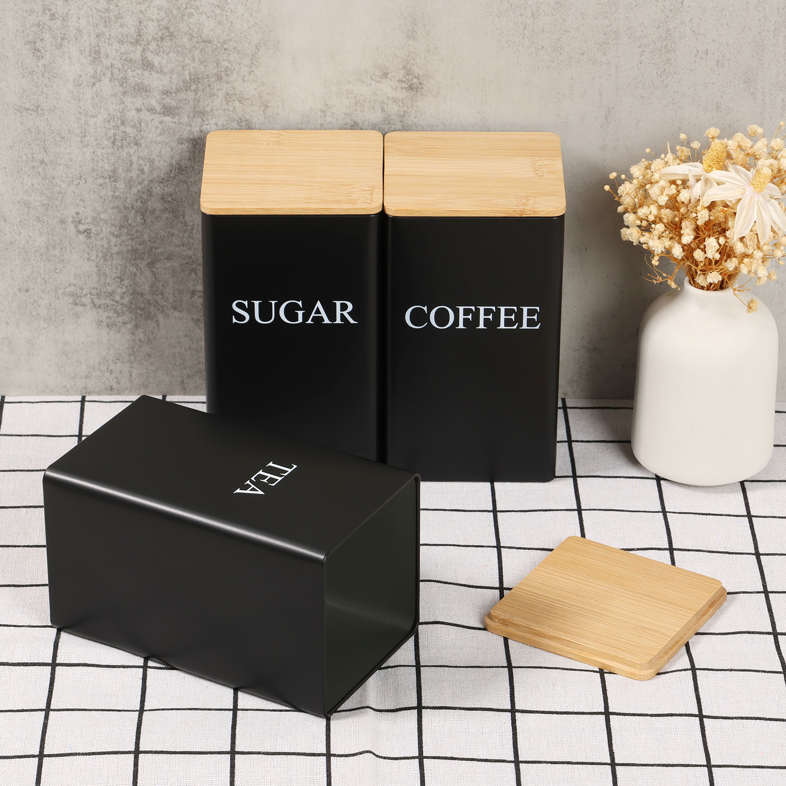 Tea Coffee Sugar Container - Kahve Çekirdeği Depolama Kavanoz Metal Kahve