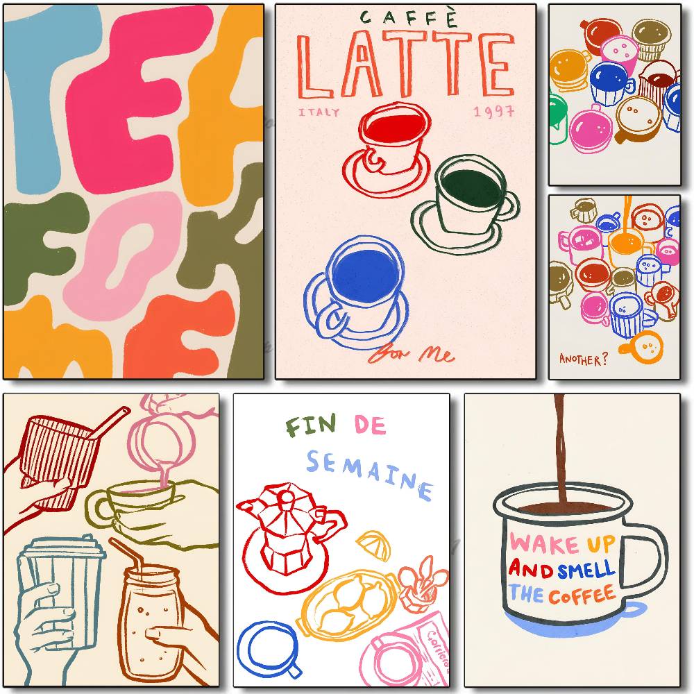 Renk Estetiği Retro Mutfak Kah - Wallpaper Coffee And Tea incelemesi ve fiyatı