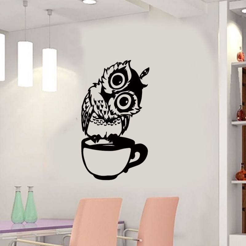 Komik Karikatür Baykuş Fincan  - Wallpaper Coffee And Tea incelemesi ve fiyatı