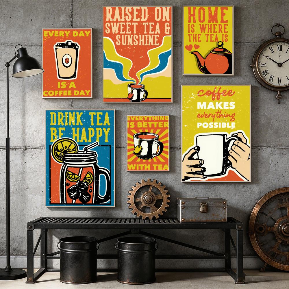 Vintage Çay Kahve Posteri Ev B - Wallpaper Coffee And Tea incelemesi ve fiyatı