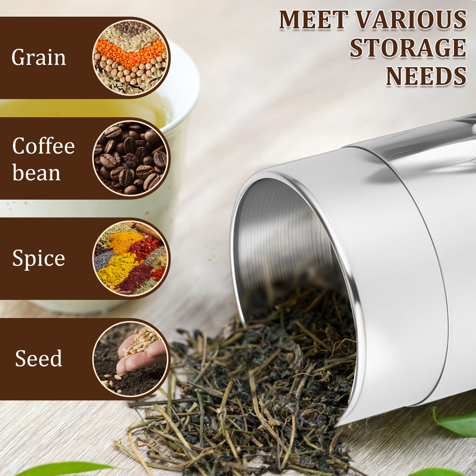 Paslanmaz Çelik Çay Yaprağı Te - Tea Coffee Sugar Container incelemesi ve fiyatı